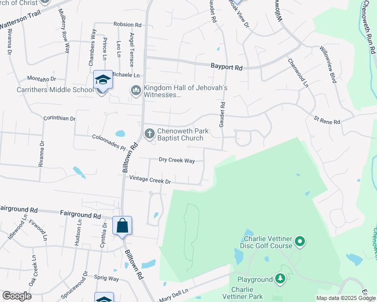 map of restaurants, bars, coffee shops, grocery stores, and more near 10604 Alderbrook Place in Louisville