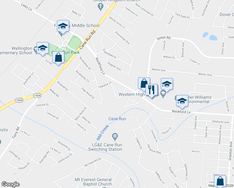 map of restaurants, bars, coffee shops, grocery stores, and more near 4905 Saddlebrook Lane in Louisville