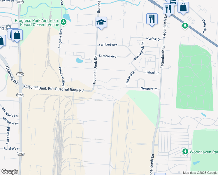 map of restaurants, bars, coffee shops, grocery stores, and more near 6400 Cottagemeadow Drive in Louisville