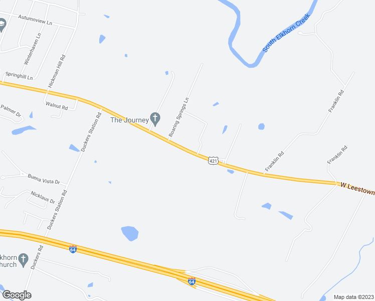 map of restaurants, bars, coffee shops, grocery stores, and more near 3945 Leestown Road in Midway