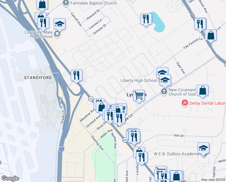 map of restaurants, bars, coffee shops, grocery stores, and more near 4819 Swallow Road in Louisville