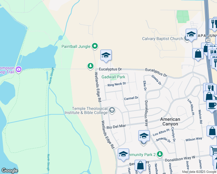 map of restaurants, bars, coffee shops, grocery stores, and more near 331 Ring Neck Street in American Canyon