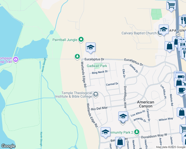map of restaurants, bars, coffee shops, grocery stores, and more near 331 Ring Neck Street in American Canyon
