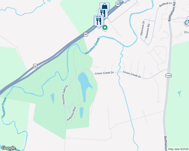 map of restaurants, bars, coffee shops, grocery stores, and more near 164 Cross Creek Drive in Paris