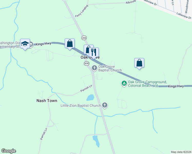 map of restaurants, bars, coffee shops, grocery stores, and more near in Colonial Beach