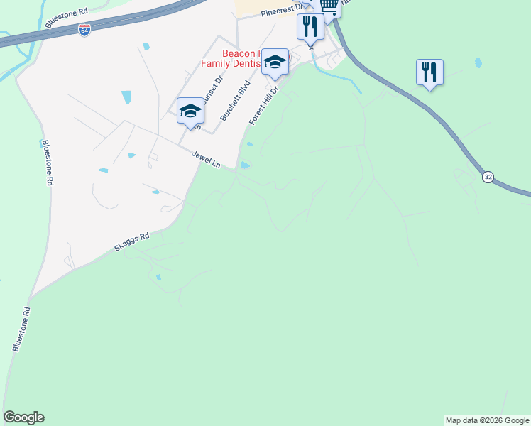 map of restaurants, bars, coffee shops, grocery stores, and more near 123 Quail Hollow Road in Morehead