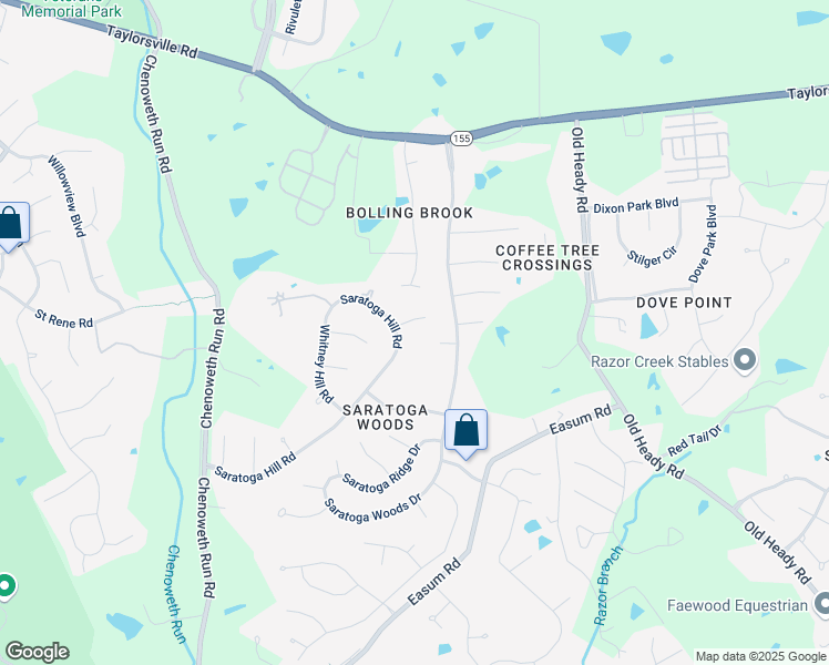 map of restaurants, bars, coffee shops, grocery stores, and more near 11502 Saratoga Hill Court in Jeffersontown