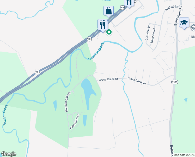 map of restaurants, bars, coffee shops, grocery stores, and more near 164 Cross Creek Drive in Paris