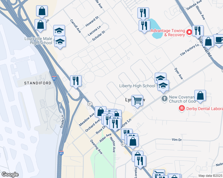 map of restaurants, bars, coffee shops, grocery stores, and more near 4819 Swallow Road in Louisville