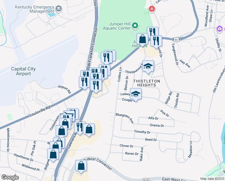 map of restaurants, bars, coffee shops, grocery stores, and more near 6 Hudson Hollow Road in Frankfort