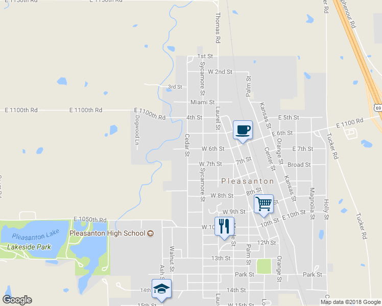map of restaurants, bars, coffee shops, grocery stores, and more near 210 West 6th Street in Pleasanton
