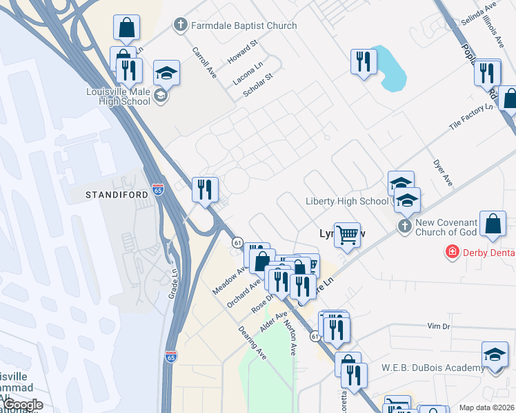 map of restaurants, bars, coffee shops, grocery stores, and more near 4811 Redwing Way in Lynnview
