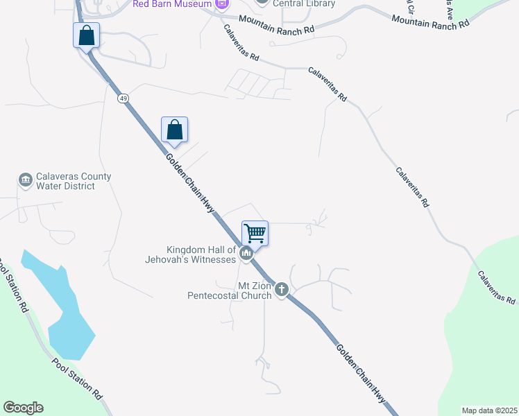 map of restaurants, bars, coffee shops, grocery stores, and more near 1391 Saddleback Drive in San Andreas