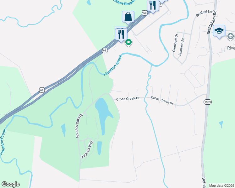 map of restaurants, bars, coffee shops, grocery stores, and more near 164 Cross Creek Drive in Paris