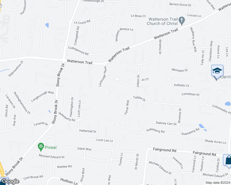 map of restaurants, bars, coffee shops, grocery stores, and more near 4406 Talitha Court in Louisville