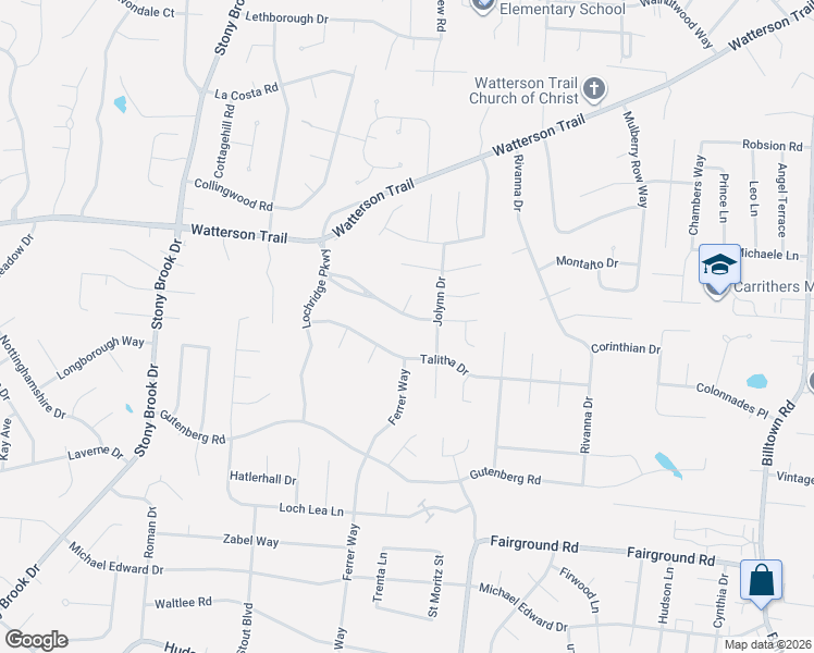 map of restaurants, bars, coffee shops, grocery stores, and more near 9212 Marse Henry Drive in Louisville