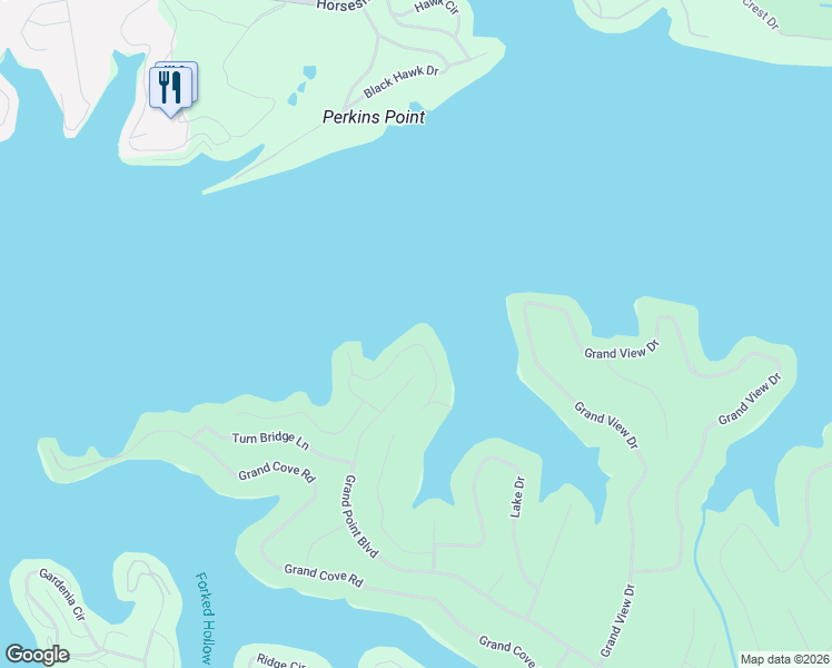 map of restaurants, bars, coffee shops, grocery stores, and more near 120-198 Waterford Terrace in Sunrise Beach