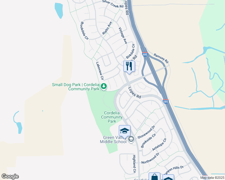 map of restaurants, bars, coffee shops, grocery stores, and more near 1138 Devonshire Court in Fairfield