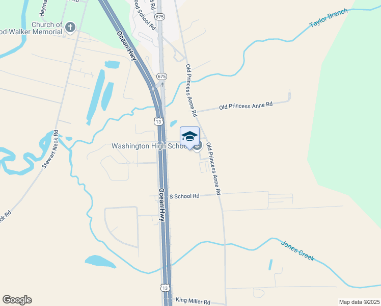 map of restaurants, bars, coffee shops, grocery stores, and more near 10902 Old Princess Anne Road in Princess Anne