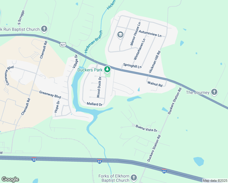map of restaurants, bars, coffee shops, grocery stores, and more near 205 Hogan Drive in Frankfort