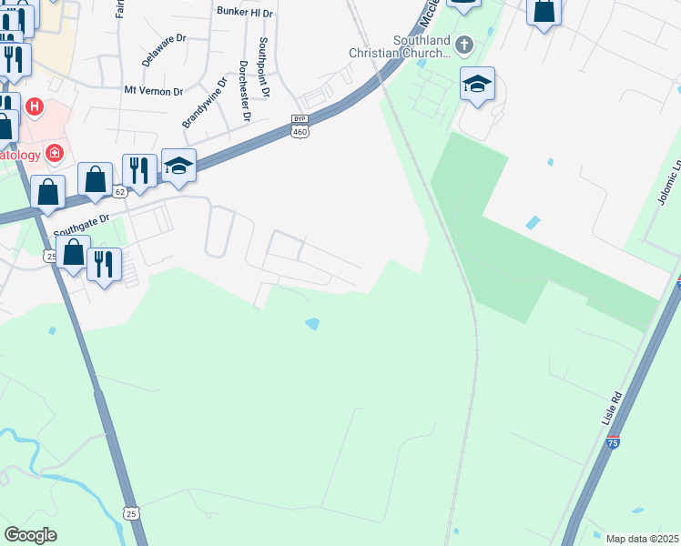 map of restaurants, bars, coffee shops, grocery stores, and more near 131 Wysteria Lane in Georgetown