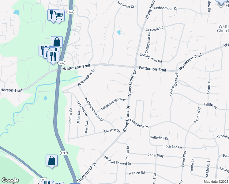 map of restaurants, bars, coffee shops, grocery stores, and more near 8500 Image Way in Jeffersontown