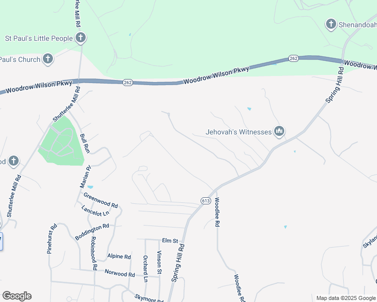 map of restaurants, bars, coffee shops, grocery stores, and more near 1838 Spring Hill Road in Staunton