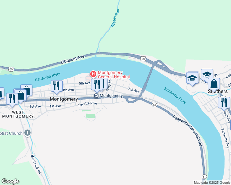 map of restaurants, bars, coffee shops, grocery stores, and more near 82 3rd Avenue in Montgomery