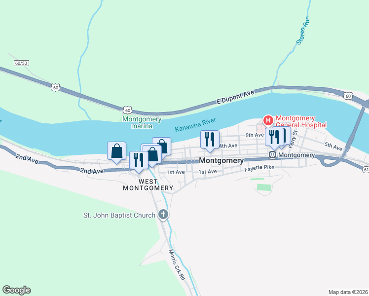 map of restaurants, bars, coffee shops, grocery stores, and more near 398 Early St in Montgomery