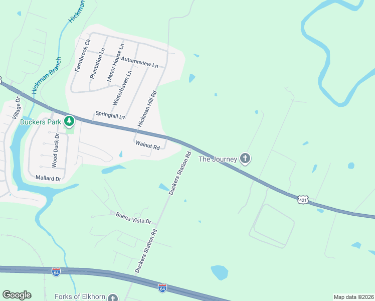 map of restaurants, bars, coffee shops, grocery stores, and more near 1131 Duckers Road in Midway
