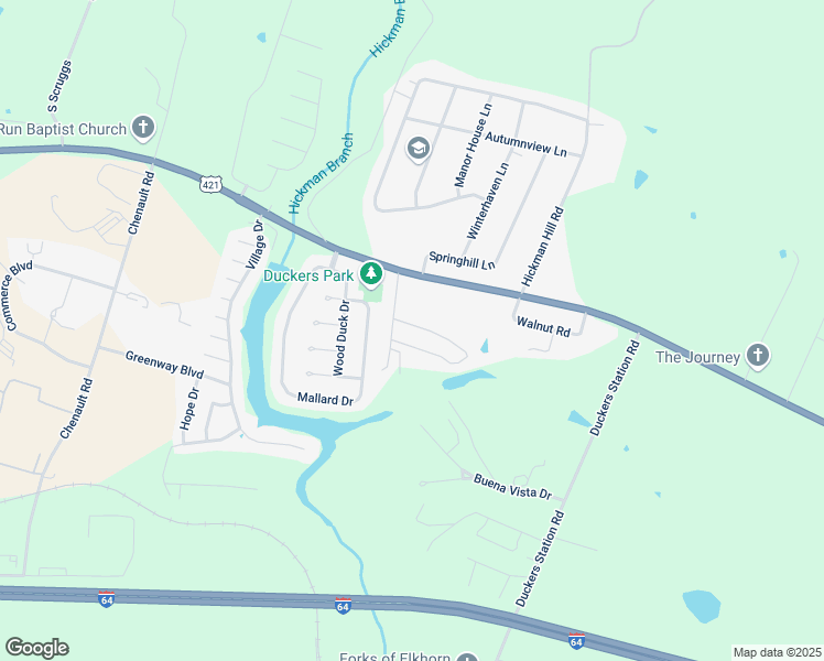 map of restaurants, bars, coffee shops, grocery stores, and more near 205 Hogan Drive in Frankfort
