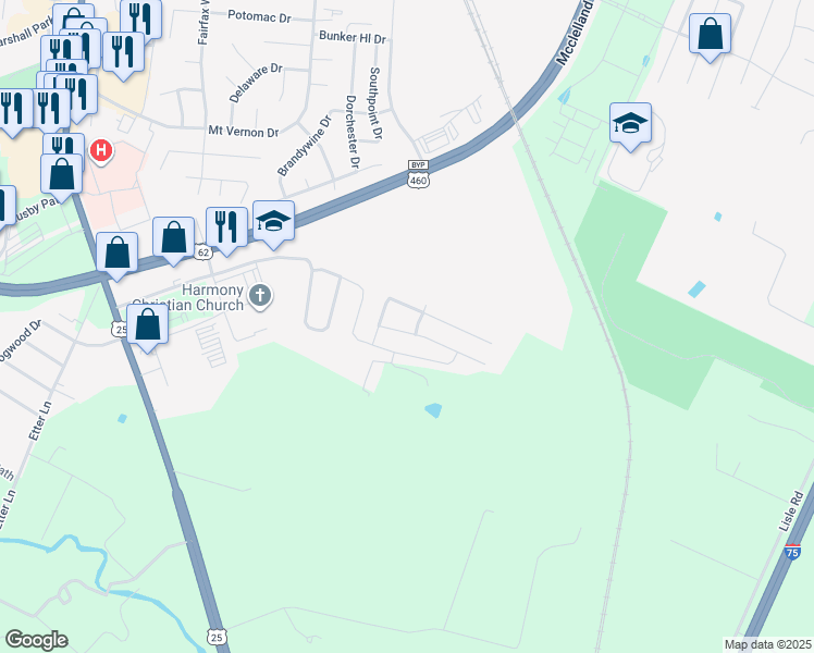 map of restaurants, bars, coffee shops, grocery stores, and more near 201 Berkshire Lane in Georgetown
