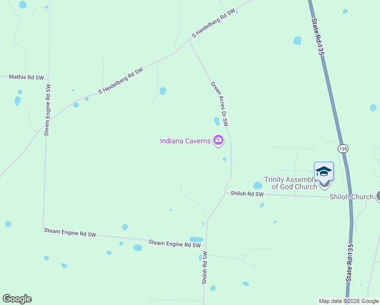 map of restaurants, bars, coffee shops, grocery stores, and more near 901-1499 Green Acres Drive Southwest in Corydon