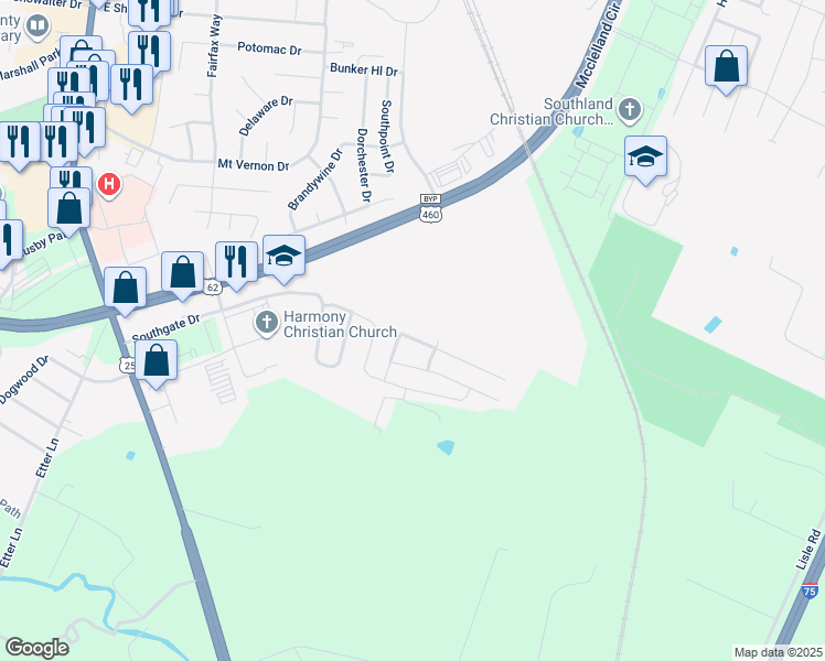 map of restaurants, bars, coffee shops, grocery stores, and more near 145 Alexander Path in Georgetown