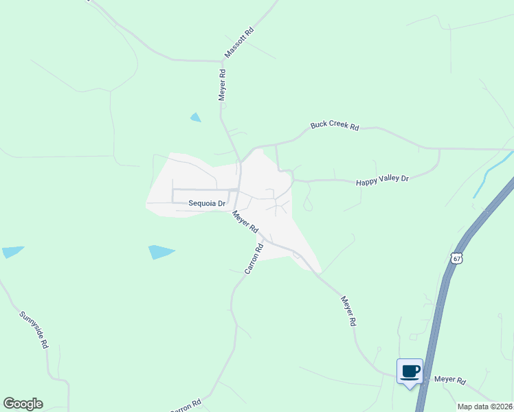 map of restaurants, bars, coffee shops, grocery stores, and more near 3037 Meyer Road in Festus