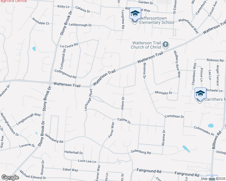 map of restaurants, bars, coffee shops, grocery stores, and more near 9308 Alex Court in Louisville