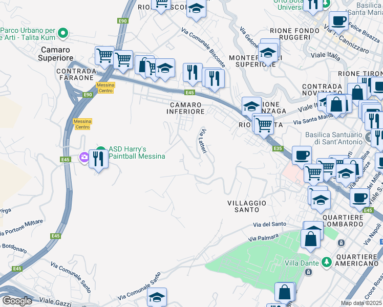 map of restaurants, bars, coffee shops, grocery stores, and more near in Messina