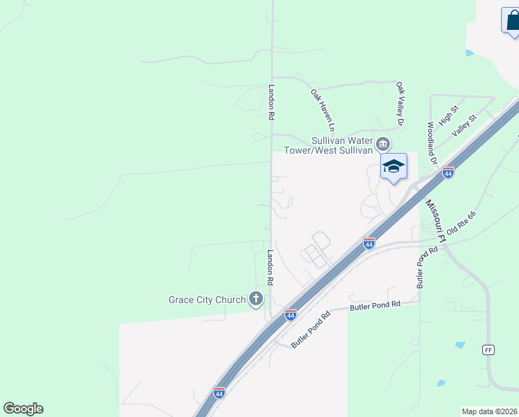 map of restaurants, bars, coffee shops, grocery stores, and more near 576 Landon Road in Bourbon