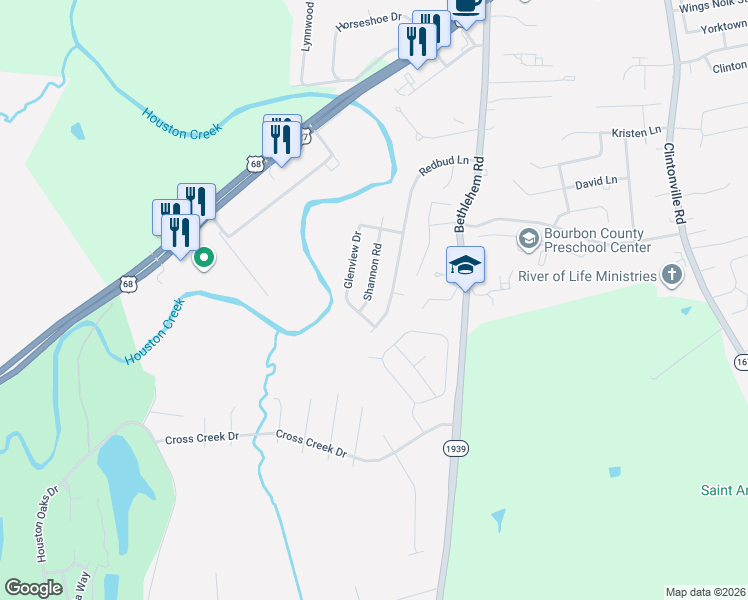 map of restaurants, bars, coffee shops, grocery stores, and more near 2320 Shannon Road in Paris