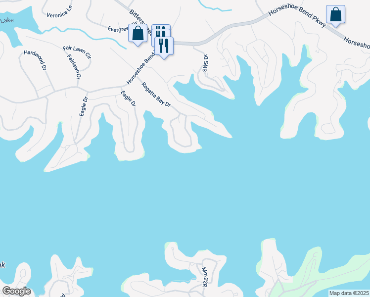 map of restaurants, bars, coffee shops, grocery stores, and more near 189 Regatta Bay Drive in Village of Four Seasons