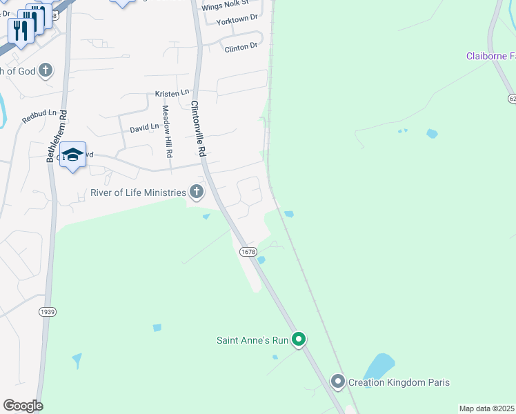 map of restaurants, bars, coffee shops, grocery stores, and more near 401 Effrain Court in Paris