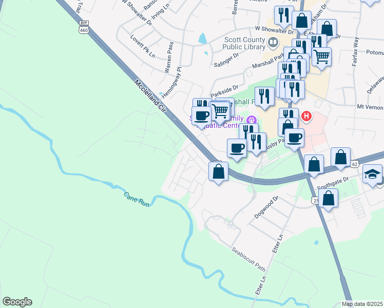 map of restaurants, bars, coffee shops, grocery stores, and more near 104 Water Marq Path in Georgetown