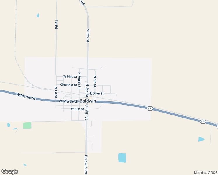 map of restaurants, bars, coffee shops, grocery stores, and more near 310 East Olive Street in Baldwin