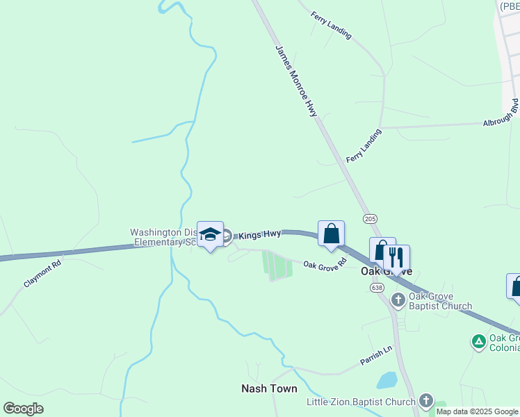 map of restaurants, bars, coffee shops, grocery stores, and more near 2537 Kings Highway in Colonial Beach