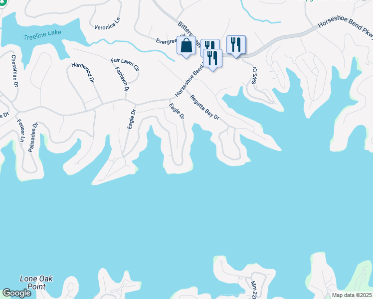 map of restaurants, bars, coffee shops, grocery stores, and more near 272 Eagle Drive in Village of Four Seasons