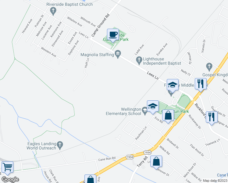 map of restaurants, bars, coffee shops, grocery stores, and more near 3500 Lees Lane in Louisville