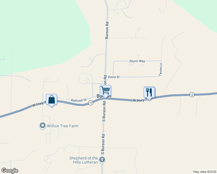 map of restaurants, bars, coffee shops, grocery stores, and more near 3302 South Burson Road in Valley Springs