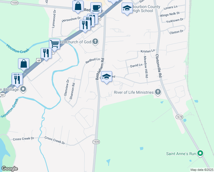 map of restaurants, bars, coffee shops, grocery stores, and more near 367 Bethlehem Road in Paris