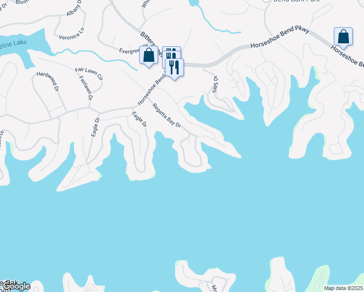 map of restaurants, bars, coffee shops, grocery stores, and more near 214 Regatta Bay Drive in Lake Ozark