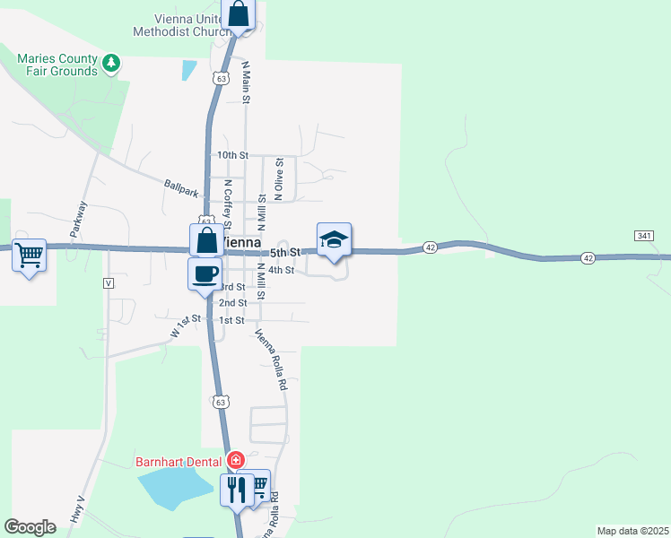 map of restaurants, bars, coffee shops, grocery stores, and more near 300 4th Street in Vienna